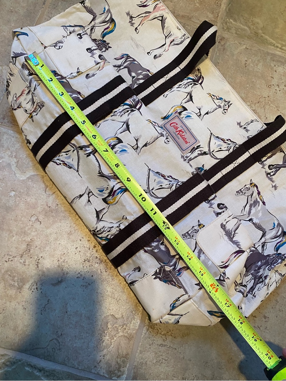 Cath Kidston Large Tote with Horse Print with Striped Handles. - Picture 12 of 16